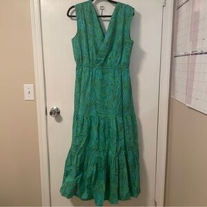 Multi colored, 100 percent cotton, V neck maxi dress